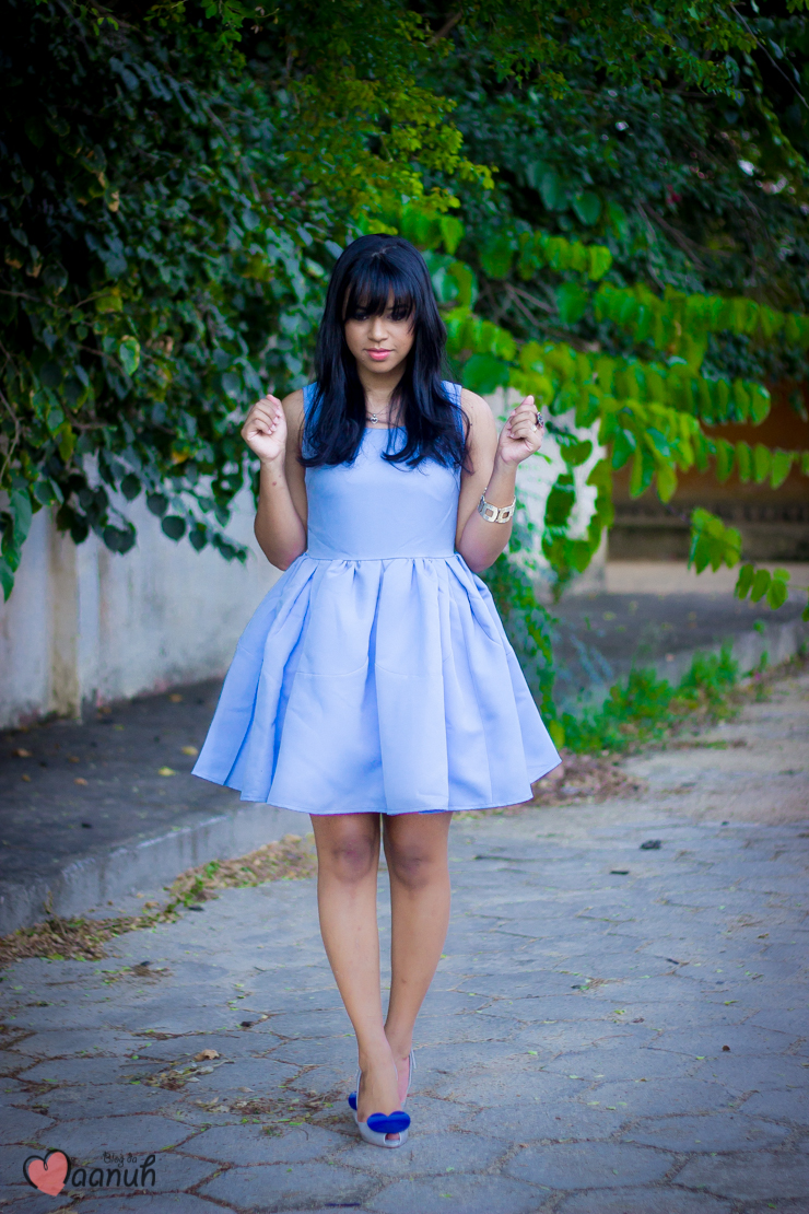 look vestido azul