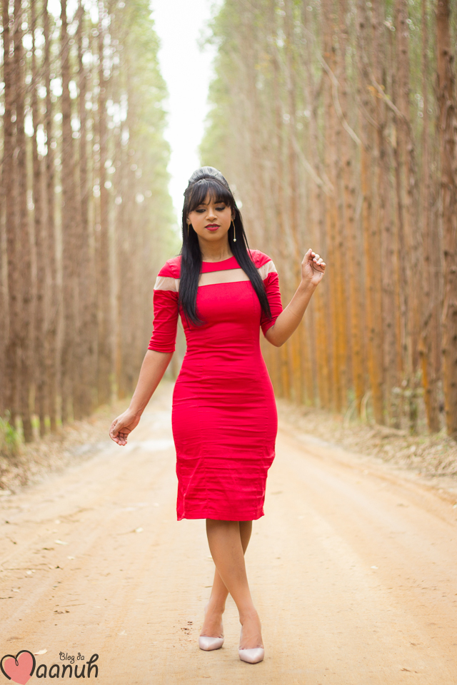 vestido MIDI vermelho